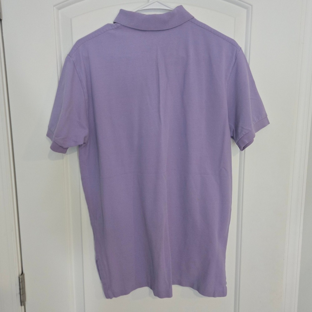 Polo Ralph Lauren Men's Medium Purple Mesh Polo Shirt Green Pony Cotton - Picture 5 of 9